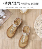 2026 New Shoes for Women Bohemia Crystal Sandals Women Shoes Rhinestone Lady Flip Flops Pearl Slip on Flat Beach Shoes
