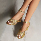 NASBAVI Straps Women's Sandals Summer Shoes Luxury Peep Toe Flip Flops Round High Heels Gold Party Dance Wedding Shoes Ladies