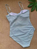 Women's Sexy One Piece Swimsuit with Metal Ring Hollow out Design Shiny Chain Strap Push up Summer Bathing Suit Monokini