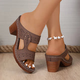Lightweight High-Heeled Sandals Women Plus Size 43 Hollow Out Thick Heel Slippers Woman Summer Slip On Platform Sandles Female