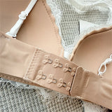 Deep V Halter Neck Bra Set French Style, Lace Push Up Bralette for Small Chest, Sexy Wireless Triangle Bra Set MOYISU Sexy Tushy