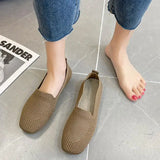 Spring and Autumn Flat Shoes Fashion Leisure Women's Flat Shoes Square Toe Knitting Elastic Comfortable Slip-on Boutique Shoes