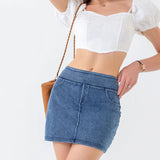 Sexy Hip Mini Denim Skirt High Elastic Slimming Jean Skirt Summer Jeans Harajuku Streetwear Sexy Hot Girl Casual A-Line Skirts