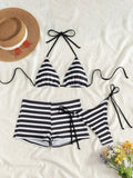 DEKA New Arrival Triangle Striped Bikini Set Women Shorts Swimsuit Micro Swimwear Bathing Suit Brazilian Biquini Sexy Beach Wear
