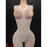 New Sexy Open Back Exposed Breast BodySuits Women Lingerie Transparent Erotic Crotchless Bodystockings Babydoll Hot Underwear