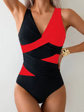 Sexy White Black Patchwork Swimwear Women Deep V Neck Cross Tummy Control One Piece Swimsuit Beach Bathing Suit Monokini 2026