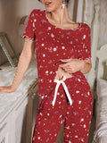 Women's Sleepwear New Loose Pajamas Floral Short-sleeved Trousers Loungewear Casual Wear Two-piece Set Pijamas Pyjamas Women