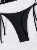 ZTVitality Sexy Set Damen Black Triangle Tie Side Bikini 2025 New Biquini Padded Pad Halter Backless Swimsuit Women Swimwear