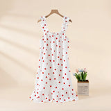 Women’s Cotton Gauze Ruffle Nightgown, Sleeveless Frill Strap Home Sleepwear, Soft Breathable Casual Night Dress for Summer