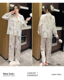 Spring and summer new Chinese style pajamas, ice silk long sleeves, large size home clothes set, retro buckle home clothes