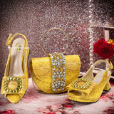 doershow Italian Shoe and Bag Set New 2024 Women Shoes and Bag Set In Italy YELLOW Italian Shoes with Matching Bag Hgv1-2