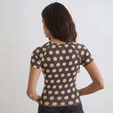 2026 Summer Women's Tops Round Neck Short Sexy Polka Dot T-Shirt Tops