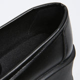 Brown Pu Leather Platform Loafers for Women British Style Round Toe Thick Heel Pumps Woman Slip On High Heels Office Shoes Lady