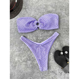 Sexy Wrinkled Bandeau Strapless Bikini Women Swimwear Female Swimsuit Two-Pieces Bikini Set Bather Bathing Suit Swim Lady V3367L