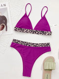 Sexy Bikini Women Push Up Leopard Patchwork High Waist Triangle Swimwear Swimsuit Bikini Set Bathing Suit Bikini Female Biquinis