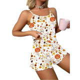 Women's Sleepwear Sexy Halter Suspender Homewear Women's Printed Women's Pajamas Casual Shorts Pajamas Two-piece Set