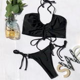 5 Colors Sexy Bikini Swimwear Swimsuit Women Leopard Push Up Drawstring Bikinis Set Bathing Suit Beach Bikini Female Banadores