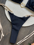 DEKA Metal Micro Bikini Set Lace-up High Waisted Bandage Thong Swimsuit Female Swimwear Women Solid Strappy Beachwear Bathing