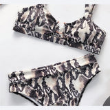 Snakeskin Female Swimsuit High Waist Bikini Women Swimwear Two-pieces Bikini Set Hollow Out Bather Bathing Suit Swim Beachwear