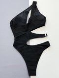 Asymmetric Hollow Out One Shoulder Women Swimwear One Piece Swimsuit Female High Cut Monokini Bather Bathing Suit Swim Beachwear