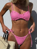 2026 Strappy Striped Bikini Women Swimsuit Female Swimwear Two-pieces Bikini Set High Leg Cut Bather Bathing Suit Swim Beachwear