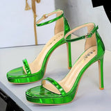 Women's High Heels Thin Heel Waterproof Platform Sandals Fashionable for Skirts New Model Shoes for Shows Summer Collection