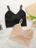 2 pieces of solid color student underwear without steel rings camisoles chest pads detachable bras seamless girl underwear B2075