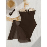 XS - L 6 Colors With Skirt Cut Out Women Swimwear Bandeau Metal Ring Bather Bathing Suit Swim One Piece Swimsuit Female K8108