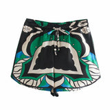 Foridol Oversized Green Print Boho Women Shorts Sets Shirts Shorts Pants Three Pieces Fashion Suits Matching Sets 2025 Summer