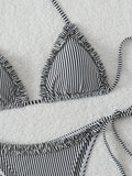 Halter Triangle String Bikinis 2026 Women Sexy Striped Swimsuit Ruffle  Swimwear Female Bathers Bathing Swimming Swim Suit