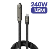 2 in 1 PD240W/65W Type C To Type C Fast Charging Foldable Bracket Cable USB C To USB C Built-in Desktop Holder Wire For iPhone17