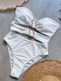 Sexy Red One Piece Swimwear Women Removable Shoulder Strap Ring Linked Bikini Monokini 2026 Backless Hollow Out Beach Swimsuit