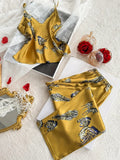Elegant Women's Pajama Set Zebra Print V Neck Top Paired With Long Pants Comfortable 2 Piece of Casual Home Wear Pajamas