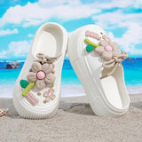 2025 Summer Women Slippers Cute DIY Flower Platform Sandals Casual Indoor Outdoor Clogs Beach Slides Female Home Garden Shoes
