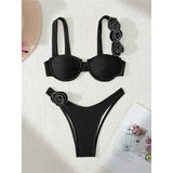 Sexy 3D Flowers Underwired Bikini Women Swimwear Female Swimsuit Two-Pieces Bikini Set Brazilian Bather Bathing Suit Swim V7970