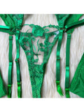 Toucheart Sexy Lingerie Embroidery Printing Bra Garters Set For Women Mesh See- Through Hollow Out Exotic Sexy Underwear Suit