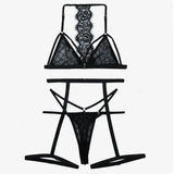 One-Piece Bodysuit Bandage Sexy Women Exotic Black Lace Patchwork Lingerie Bodysuit Back Open Bra Sexy Underwear