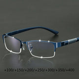 Metal Anti-blue Light Reading Glasses Farsighted Eyeglasses Men Business Eyewear Diopter 0 +1.0 +1.5 +2.0 +2.5 +3.0 +3.5 +4.0