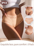 3PCS/Set Women's Sexy Lace Panties High Waist Hollow Out Briefs Breathable Underwear Female Elastic Soft Lingerie XS-XXL