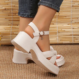 Fashion Mixed Color Platform Sandals Women Ankle Buckle Thick Sole Rome Sandals Woman Summer Open Toe Cross Band Sandalias Mujer