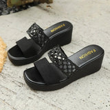 Womens  Sandals High Heeled Slippers Hollow Out Large Size Thick Soled Fish Mouth Sandals Non-Slip