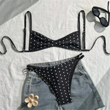 S - XL Polka Dot V Neck Bikini Women Swimwear Female Swimsuit Two-pieces Bikini set High Leg Cut Bather Bathing Suit Swim V8147