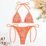 sexy string leopard print bikinis set swimsuit halter tie thong swimsuit Swimwear Biquini conjunto de bikini tankini beachwear