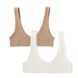 2Pcs/Set Women Non-wire Bra Crop Top Seamless Underwear Female Plunge Bra Tops Ribbed Sexy Lingerie Sports Intimates