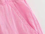 Foridol Casual 2 Pcs Shorts Women Set Linen Cotton Pink Oversize Buttons Shirt+shorts Outfits Summer Autumn White Fashion Set