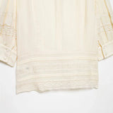 Women's Fashion Lace Romantic Style Shirt Women White Lace Trim Puff Sleeve Neck Button Front Casual Shirt For Daily Wear RJWE