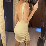 20 Colors Backless Lace Up Crochet Knitted Tunic Beach Cover Up Cover-ups Beach Dress Beach Wear Beachwear Female Women V5479