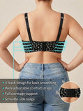 Plus Size B C D Thin Cup Women's Bra Wide Straps Push up Bra Stylish Heart & Rhinestone Comfy Side Bulge Control Underwire Bra