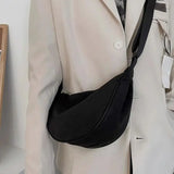 1pc Women Large Color Solid Nylon Half Moon Daily Street Fanny Pack Waist Bag Capacity Travel Crossbody