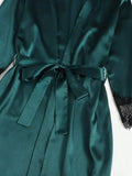 5 Pieces Women's Satin Sleepwear Pajama Set Robe Sexy Lingerie Bathrobe Lace Silk Night Dress Trousers Home Clothed Nightwear PJ